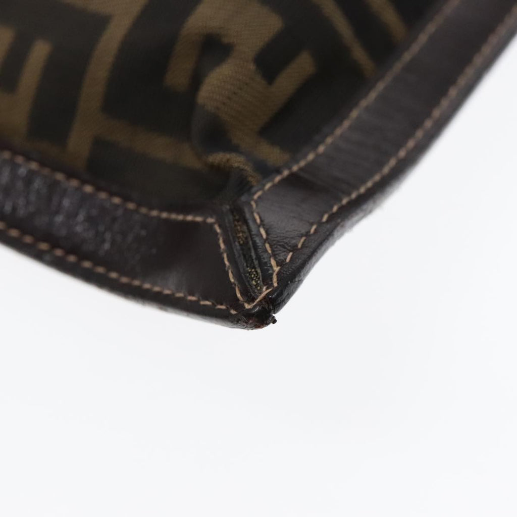 FENDI Zucca Canvas Clutch Bag Brown Black gold fm3891