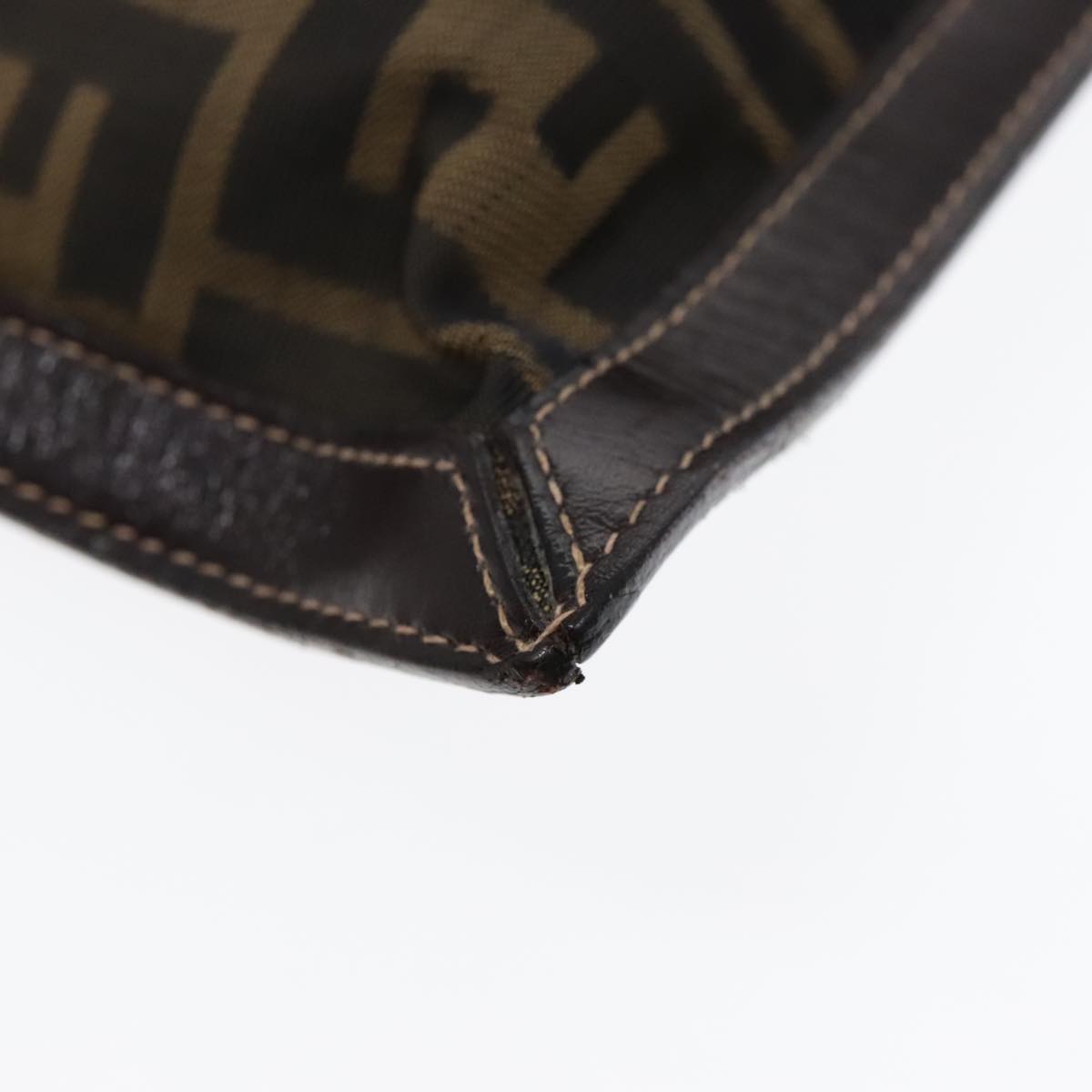 FENDI Zucca Canvas Clutch Bag Brown Black gold fm3891