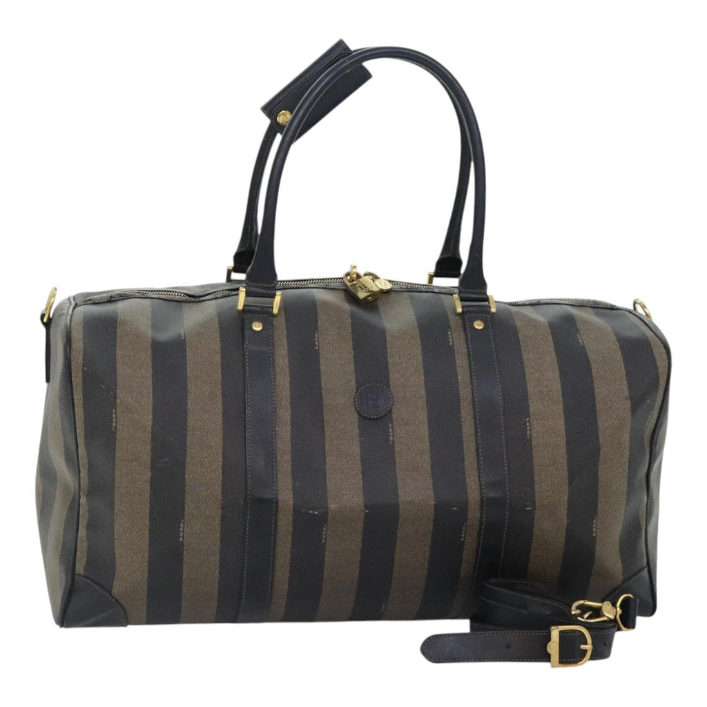 FENDI Pecan Canvas Boston Bag Coated Canvas 2way Brown fm3900