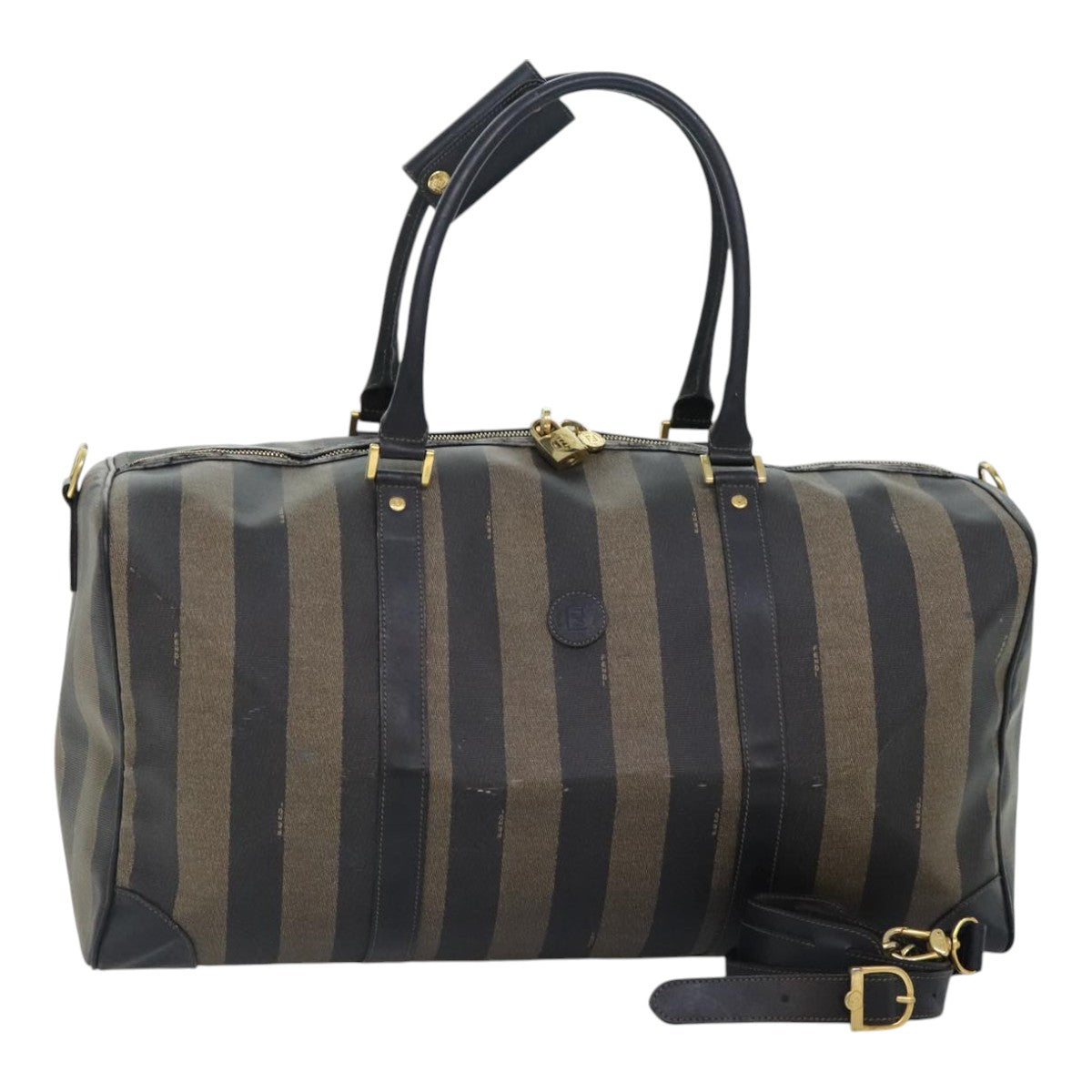 FENDI Pecan Canvas Boston Bag Coated Canvas 2way Brown fm3900