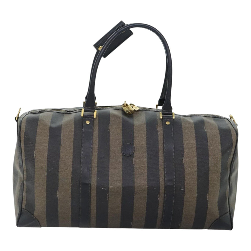 FENDI Pecan Canvas Boston Bag Coated Canvas 2way Brown fm3900