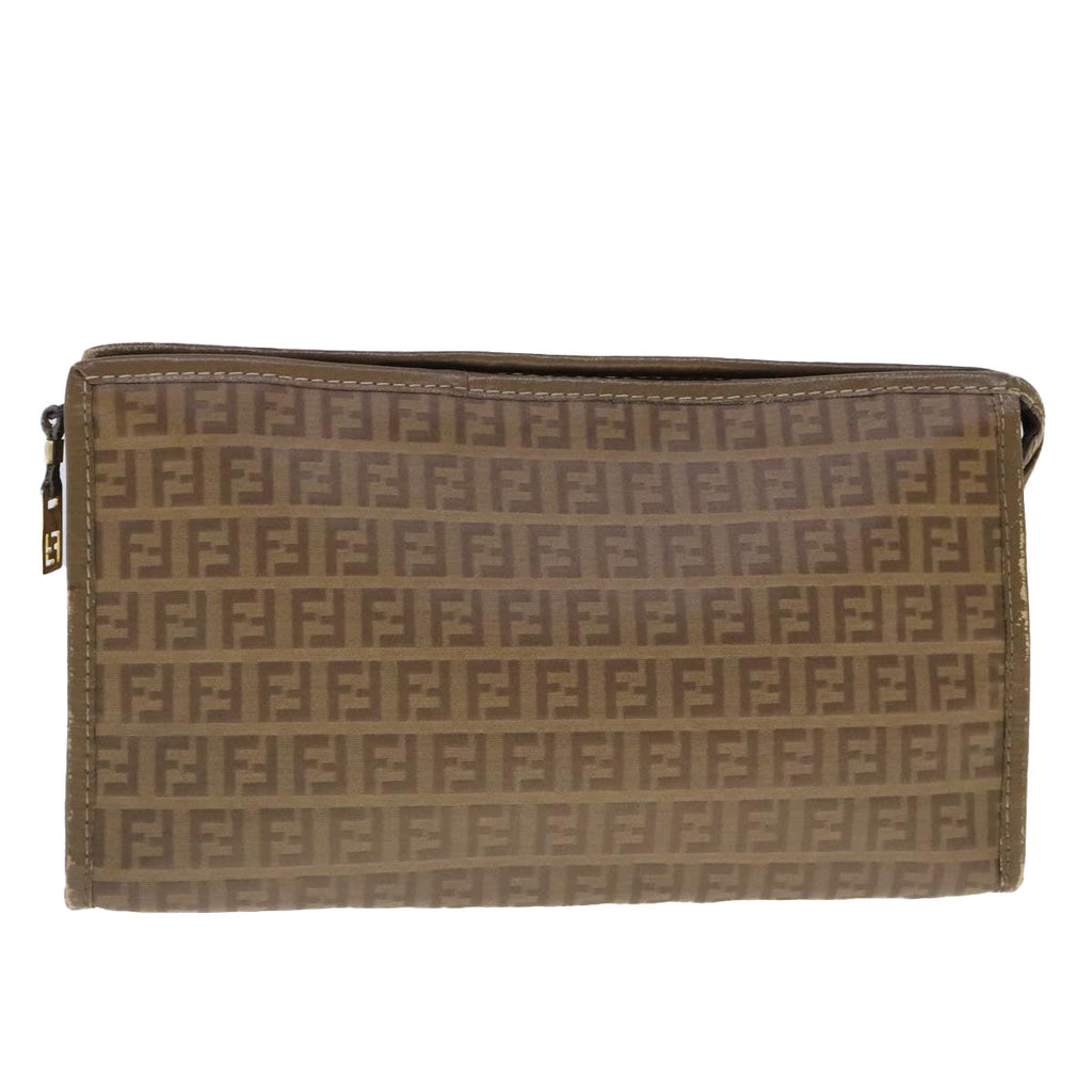 FENDI Zucchino Canvas Clutch Bag Beige fm3916