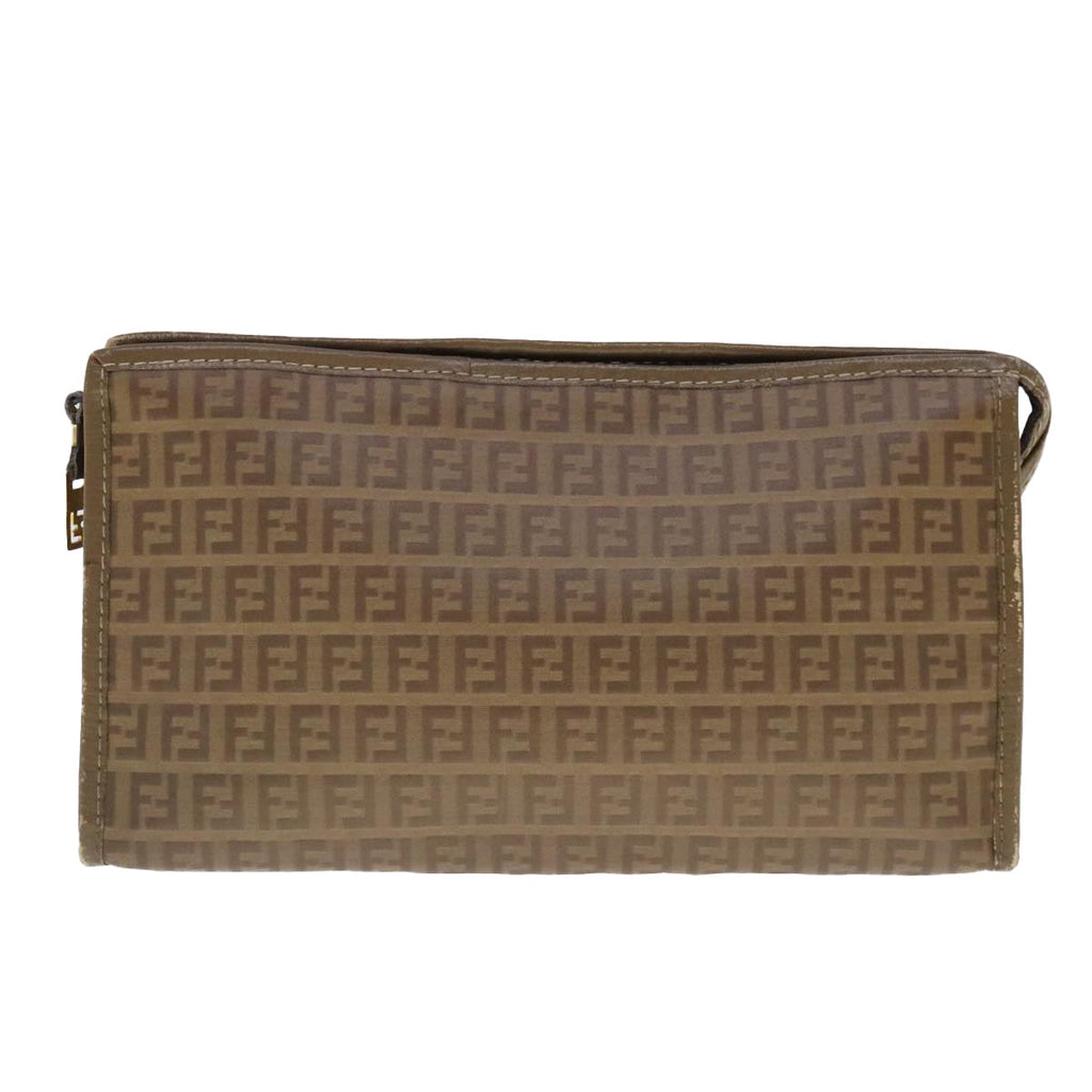 FENDI Zucchino Canvas Clutch Bag Beige fm3916