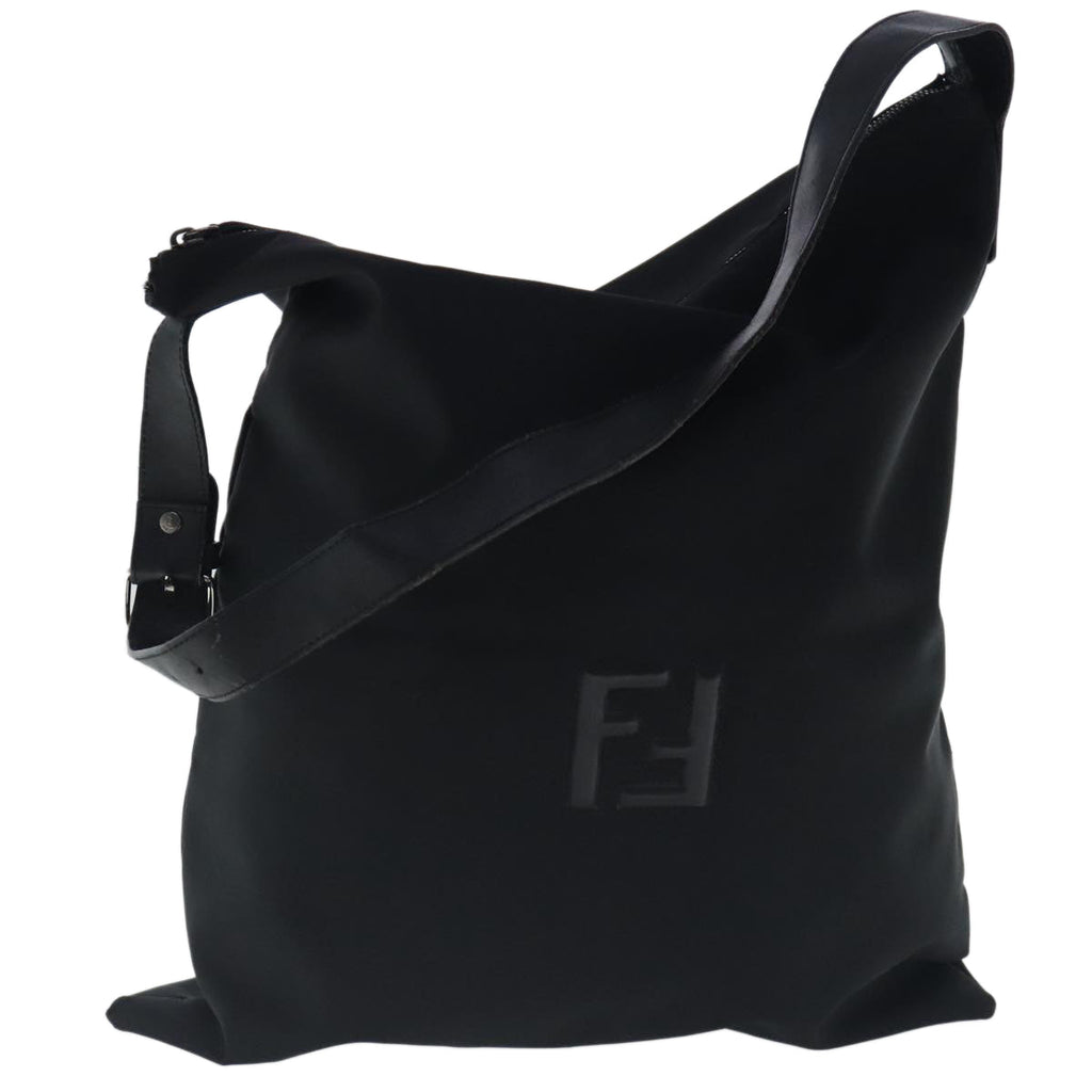 FENDI Shoulder Bag Nylon Leather Black Silver fm3934