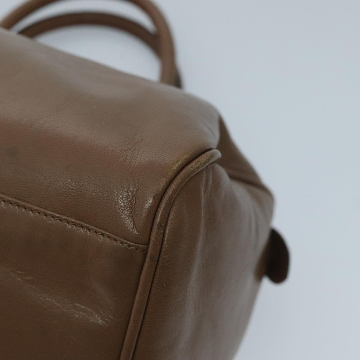 FENDI Hand Bag Leather Brown Gold fm3951