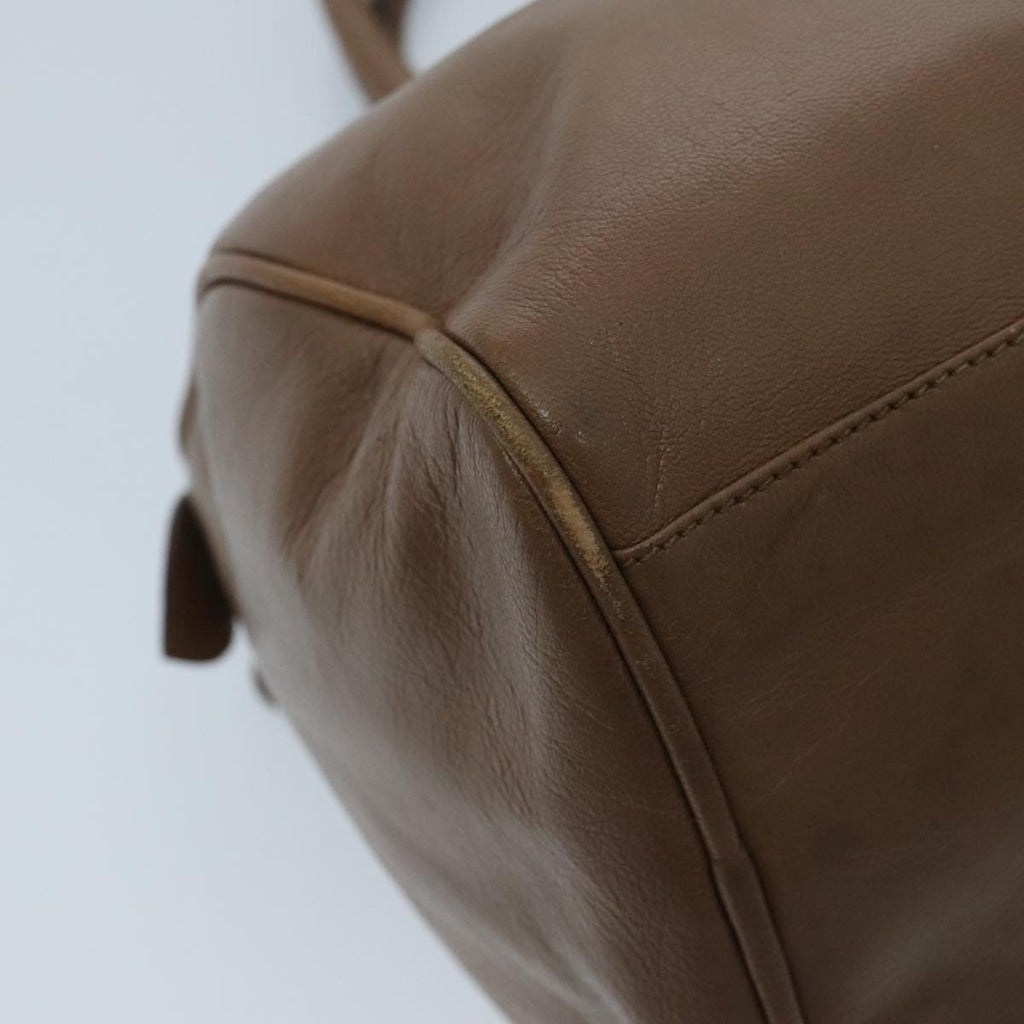 FENDI Hand Bag Leather Brown Gold fm3951