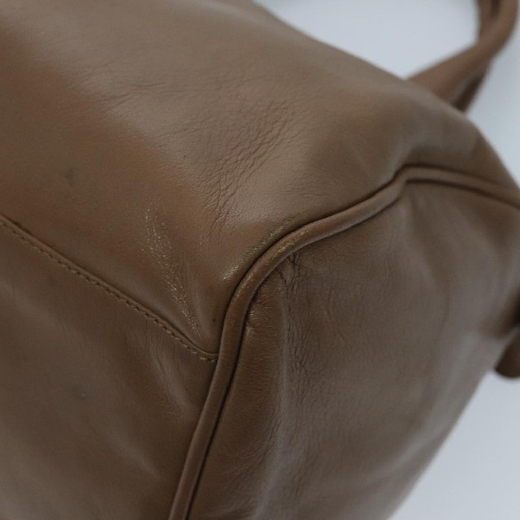 FENDI Hand Bag Leather Brown Gold fm3951