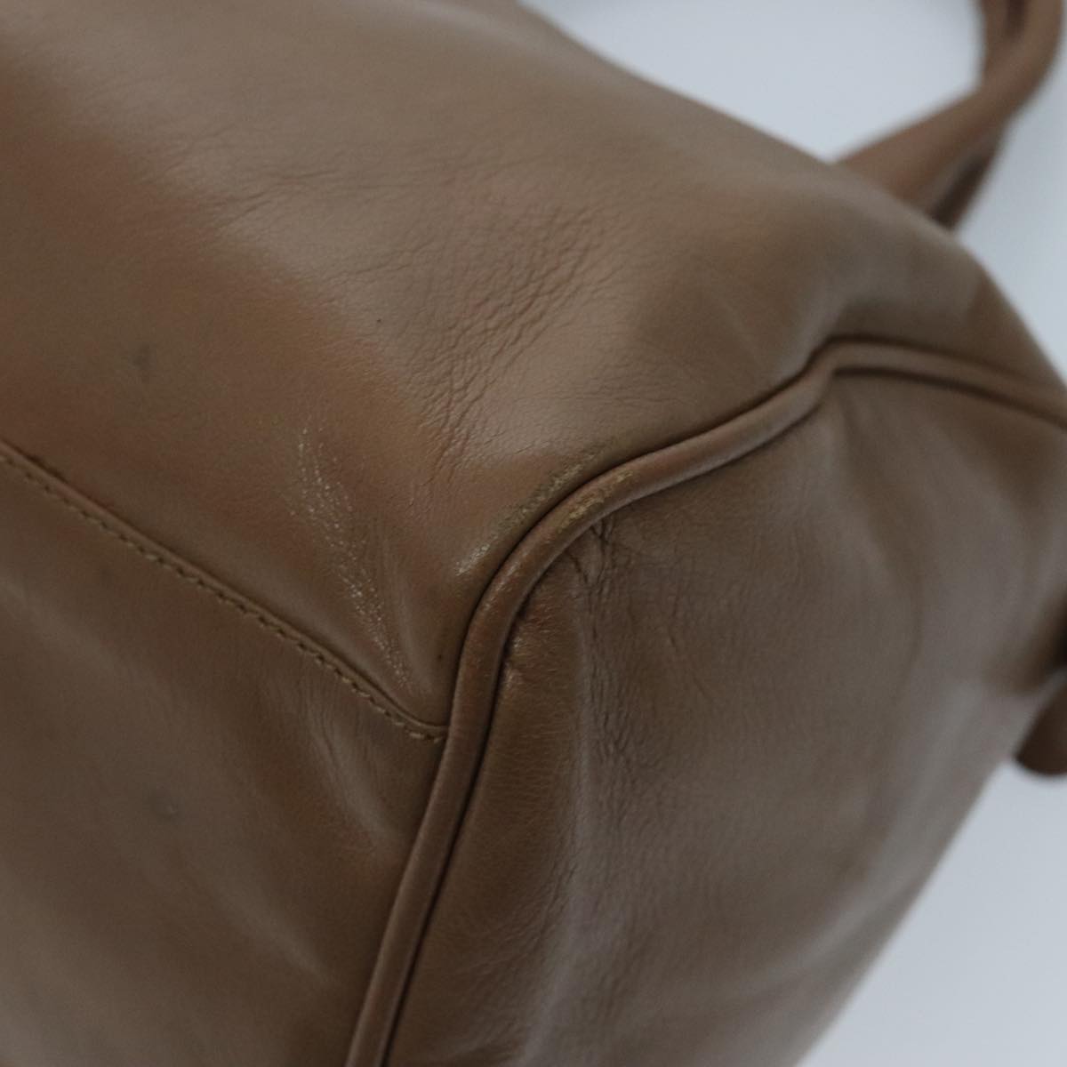 FENDI Hand Bag Leather Brown Gold fm3951