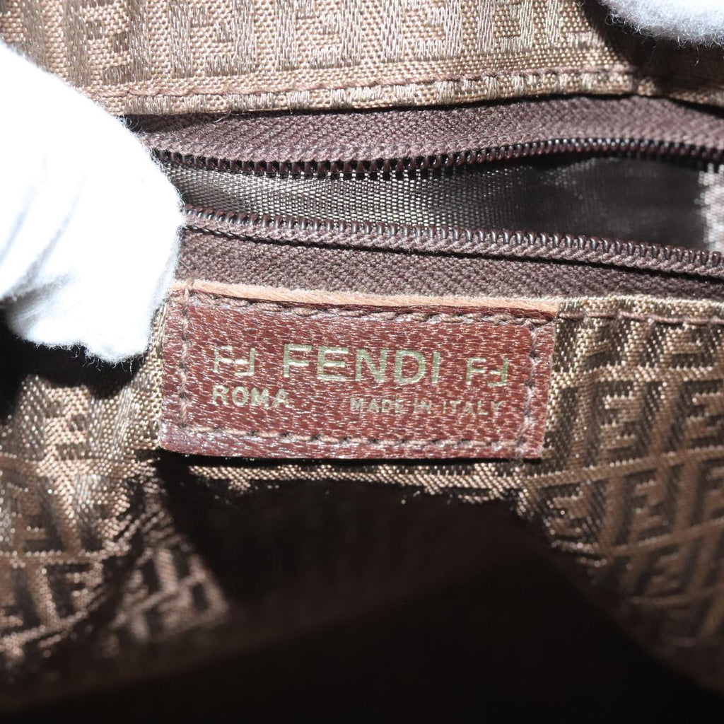 FENDI Hand Bag Leather Brown Gold fm3951