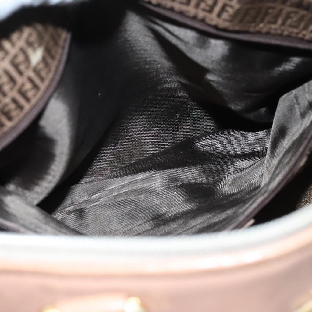 FENDI Hand Bag Leather Brown Gold fm3951