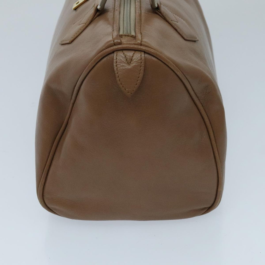 FENDI Hand Bag Leather Brown Gold fm3951