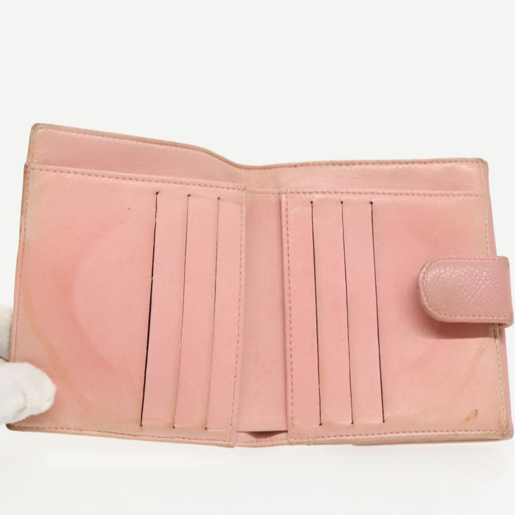 CHANEL COCO Mark Wallet Caviar Skin Pink Gold CC fm3962