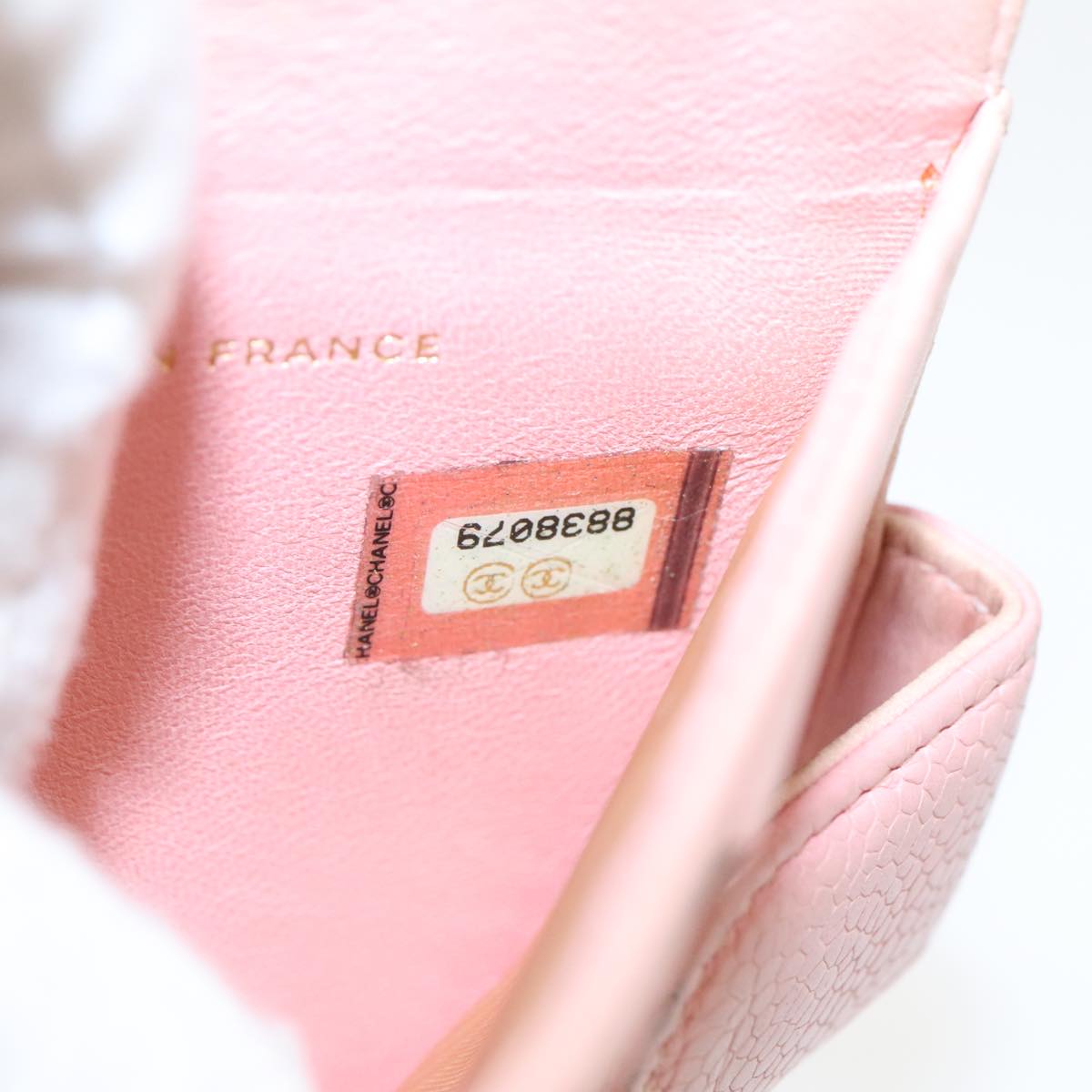 CHANEL COCO Mark Wallet Caviar Skin Pink Gold CC fm3962