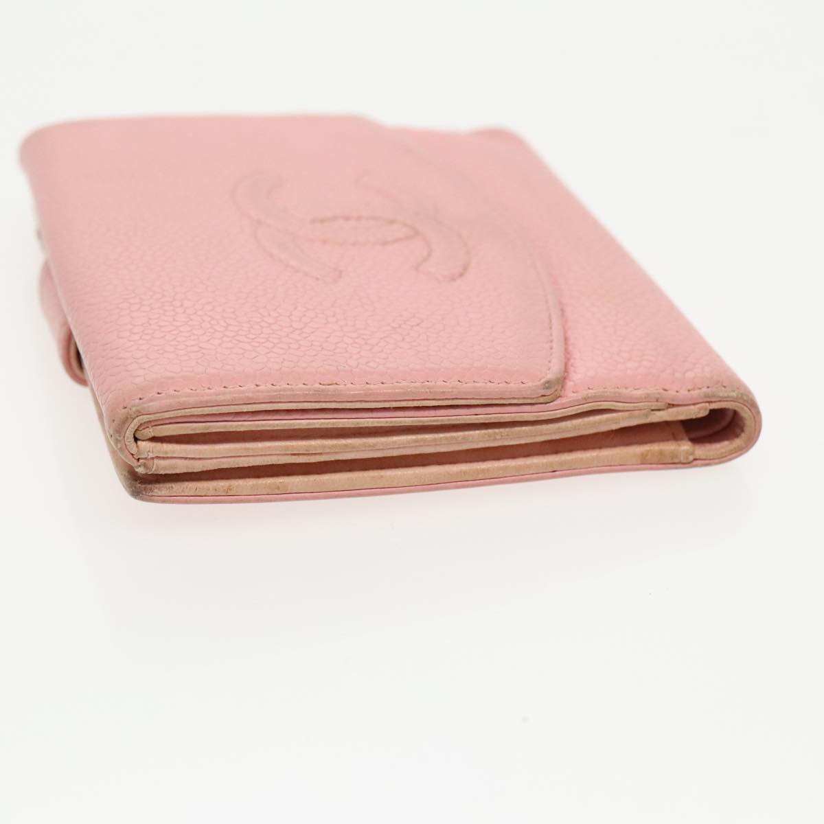 CHANEL COCO Mark Wallet Caviar Skin Pink Gold CC fm3962