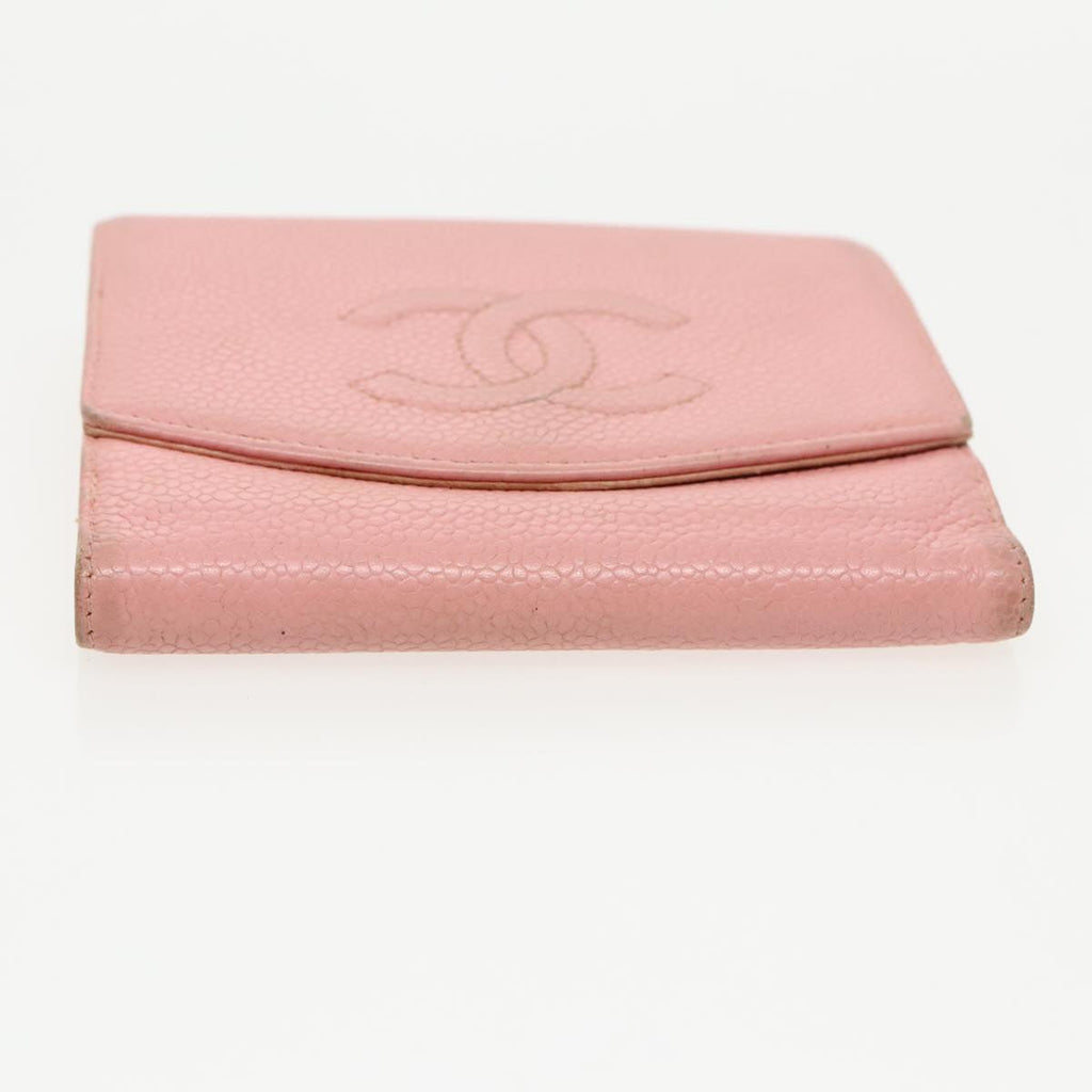 CHANEL COCO Mark Wallet Caviar Skin Pink Gold CC fm3962