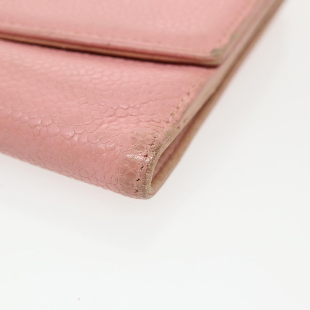 CHANEL COCO Mark Wallet Caviar Skin Pink Gold CC fm3962