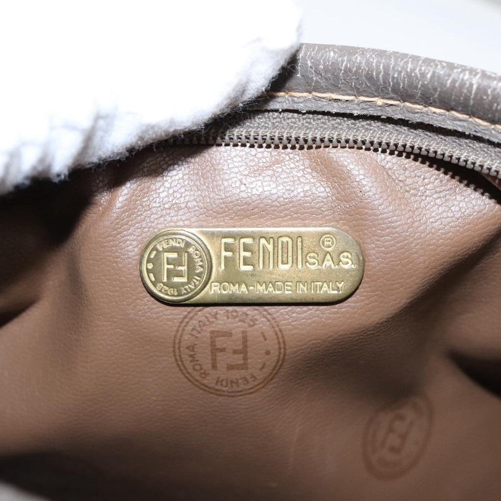 FENDI Zucchino Canvas Shoulder Bag Coated Canvas Old model Beige fm4001