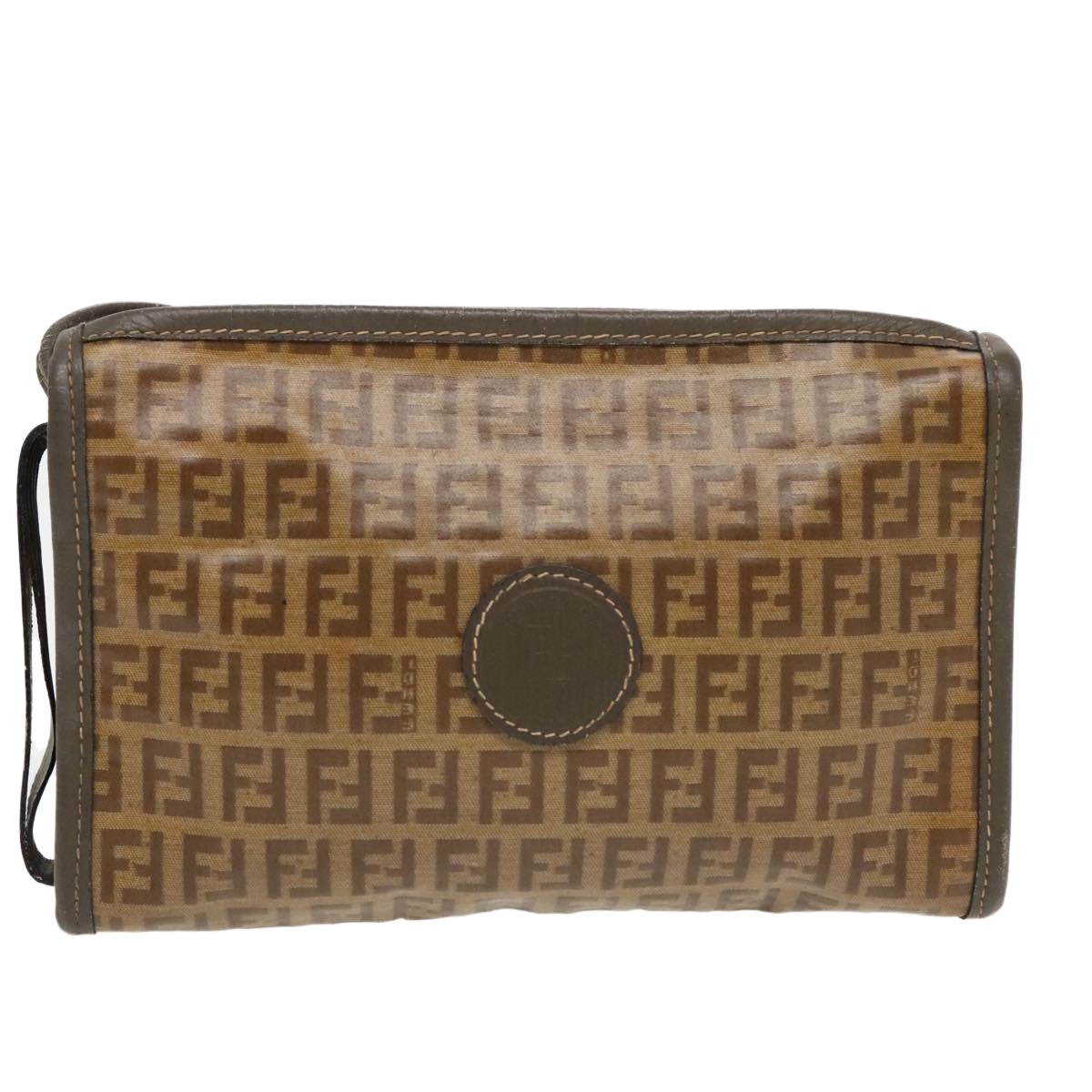 FENDI Zucchino Canvas Shoulder Bag Coated Canvas Old model Beige fm4001