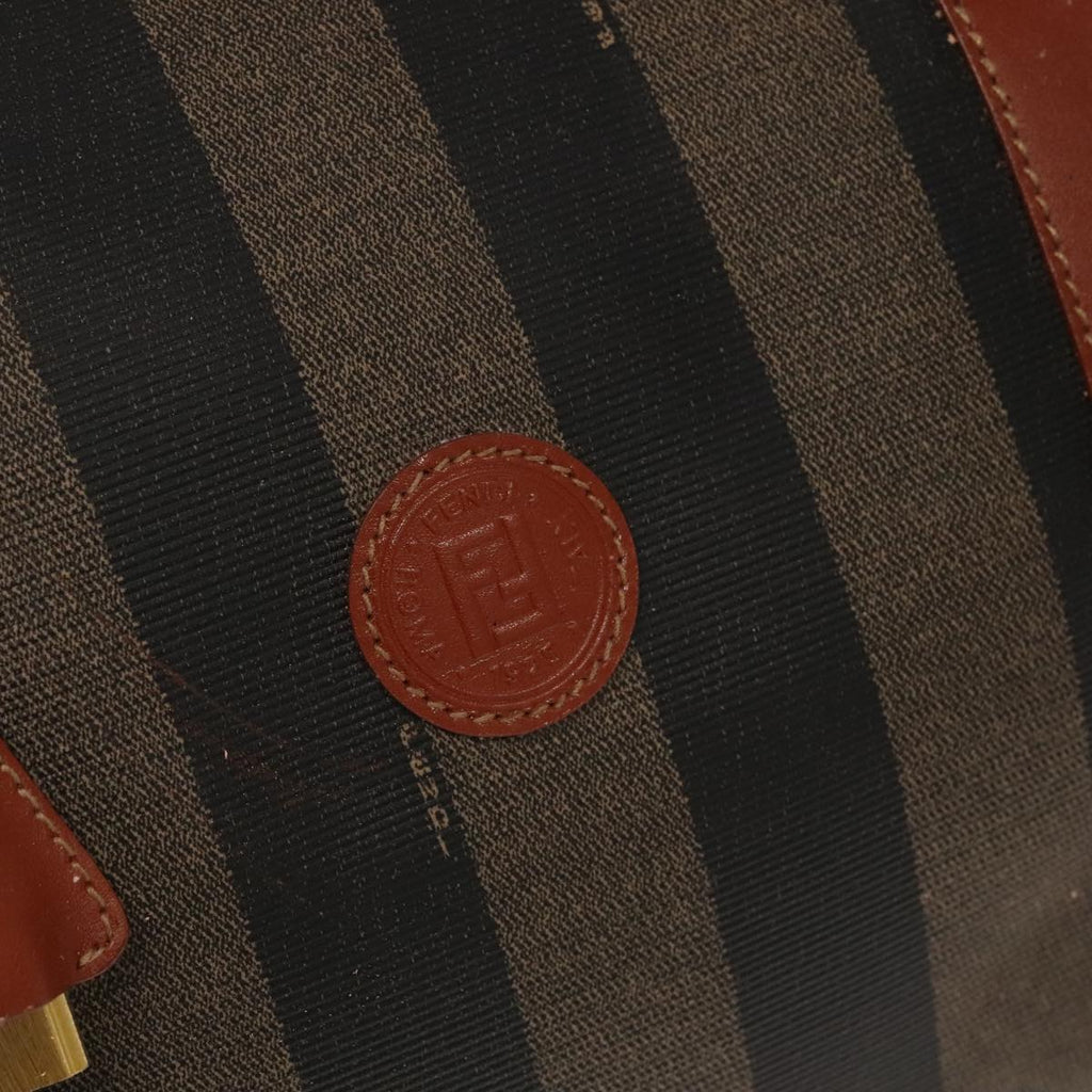 FENDI Pecan Canvas Boston Bag Brown Black Gold fm4002