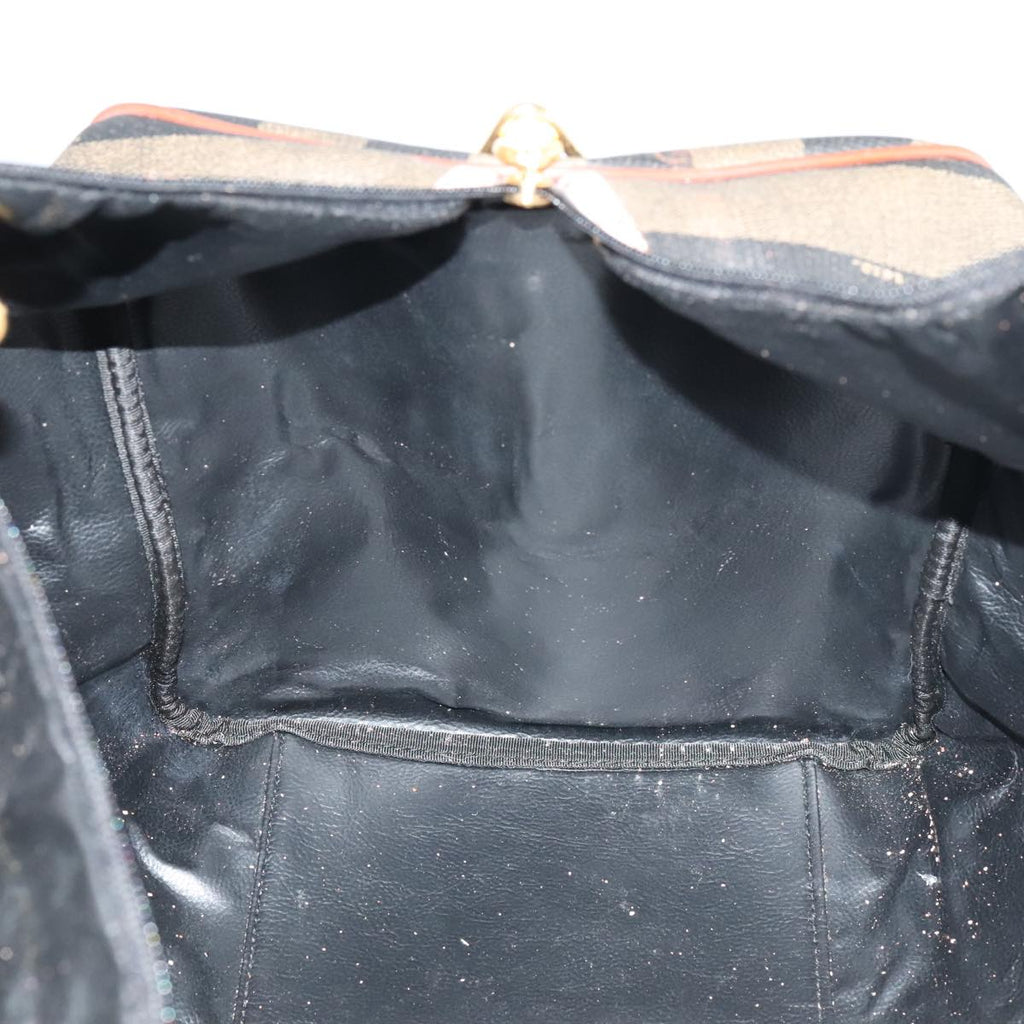 FENDI Pecan Canvas Boston Bag Brown Black Gold fm4002