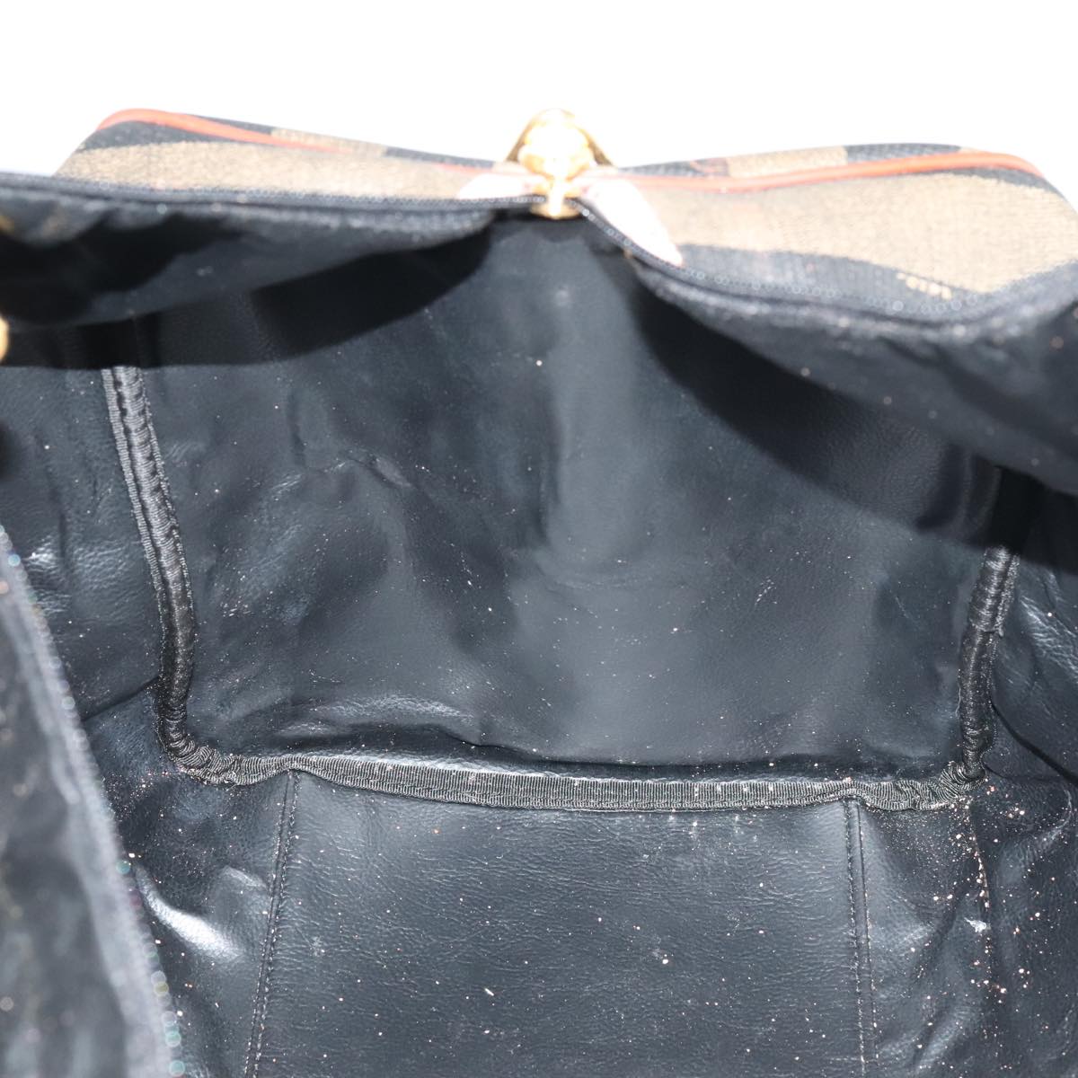 FENDI Pecan Canvas Boston Bag Brown Black Gold fm4002