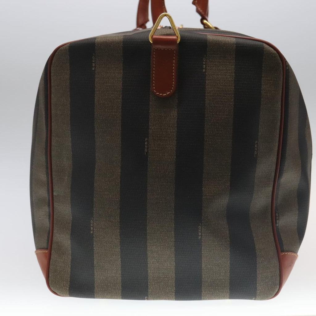 FENDI Pecan Canvas Boston Bag Brown Black Gold fm4002