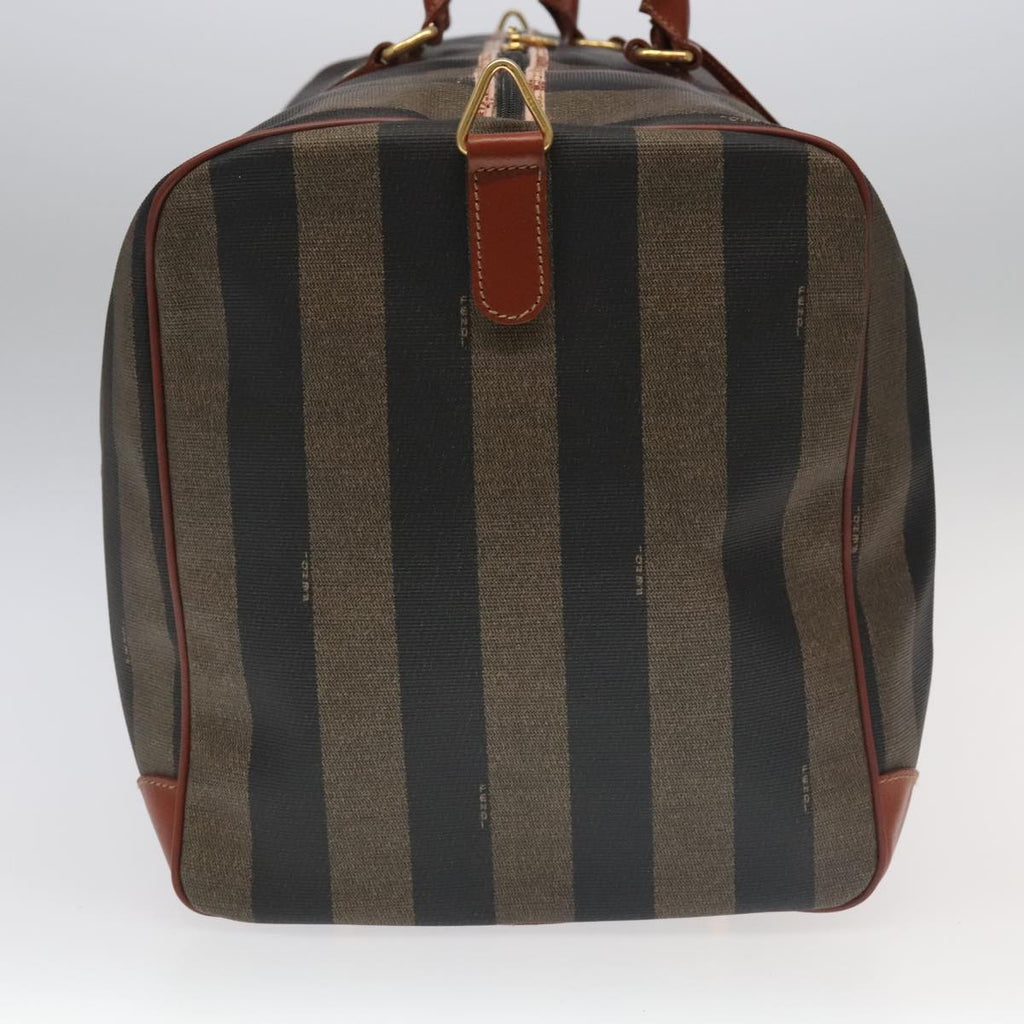 FENDI Pecan Canvas Boston Bag Brown Black Gold fm4002