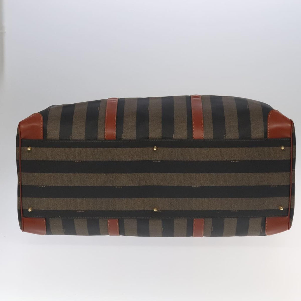 FENDI Pecan Canvas Boston Bag Brown Black Gold fm4002