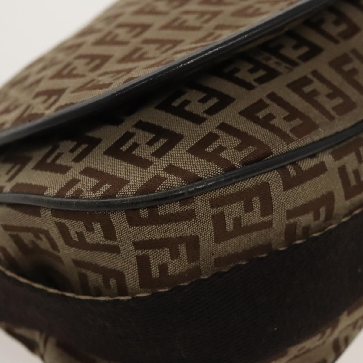FENDI Zucchino Canvas Shoulder Bag Beige fm4005