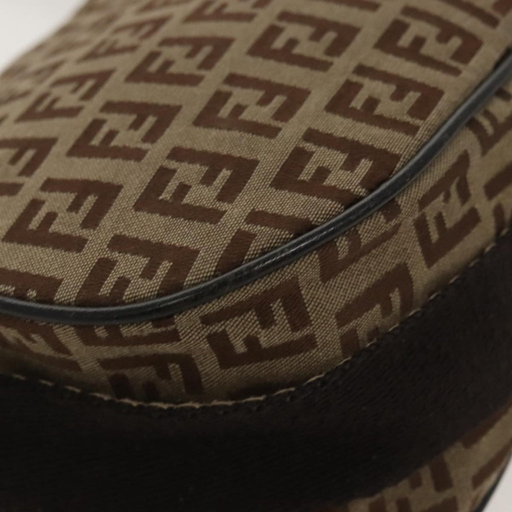 FENDI Zucchino Canvas Shoulder Bag Beige fm4005