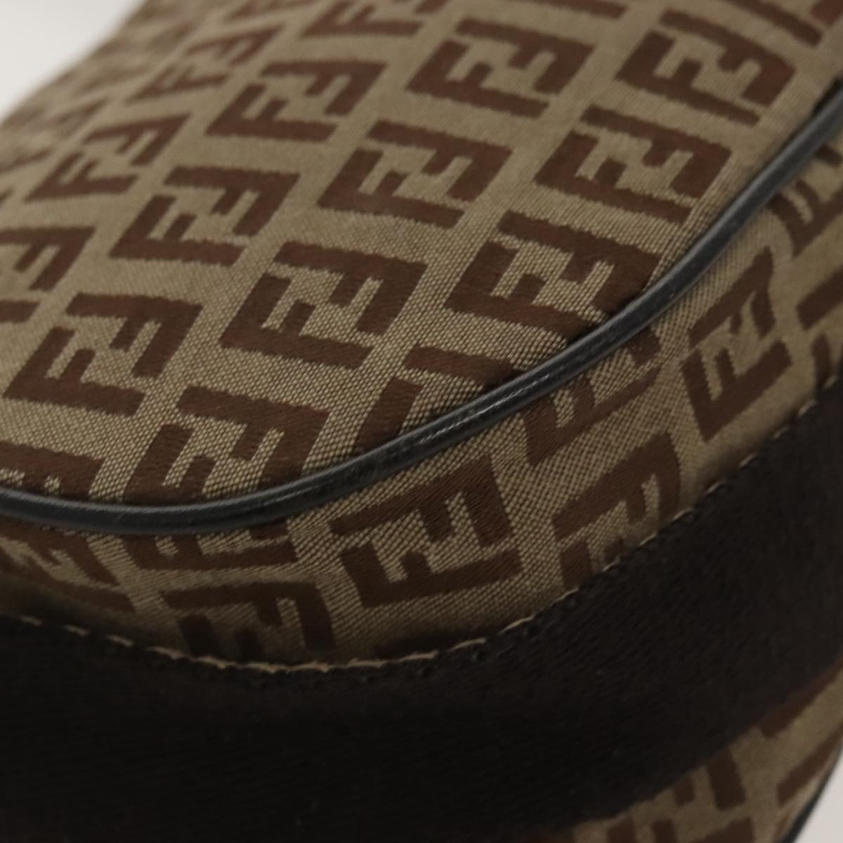 FENDI Zucchino Canvas Shoulder Bag Beige fm4005