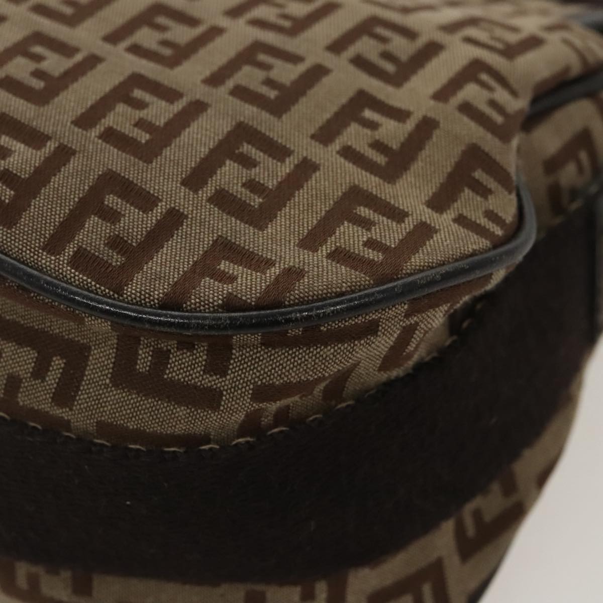 FENDI Zucchino Canvas Shoulder Bag Beige fm4005