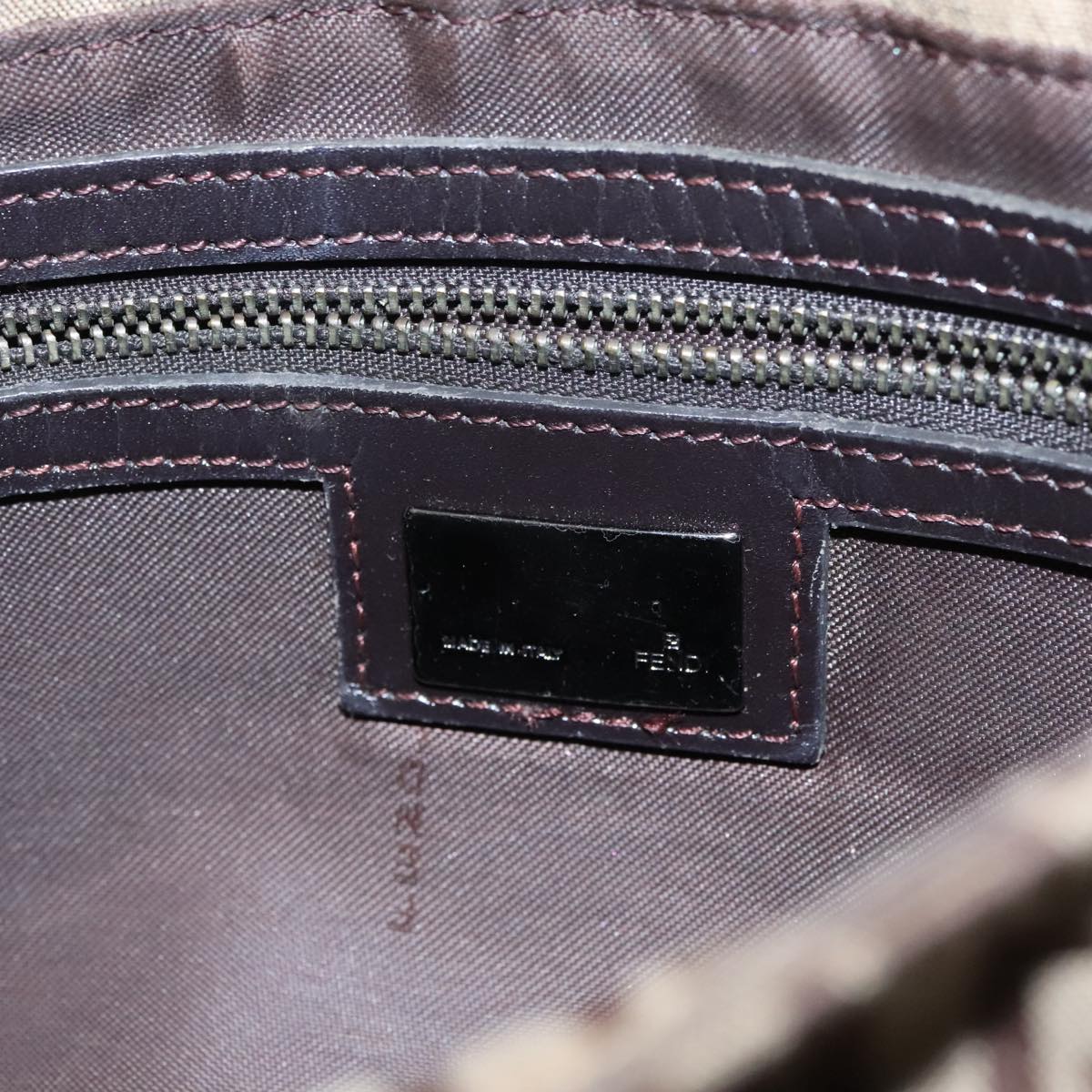 FENDI Zucchino Canvas Shoulder Bag Beige fm4005