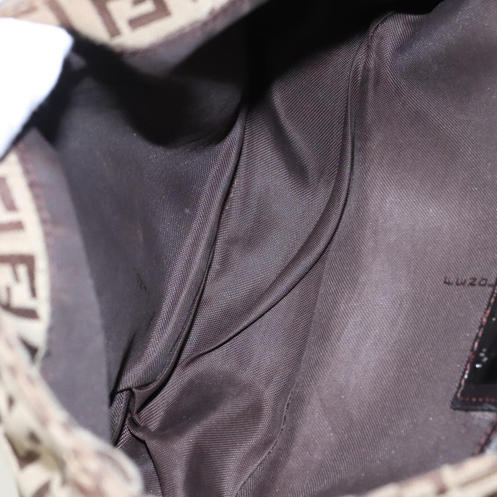 FENDI Zucchino Canvas Shoulder Bag Beige fm4005