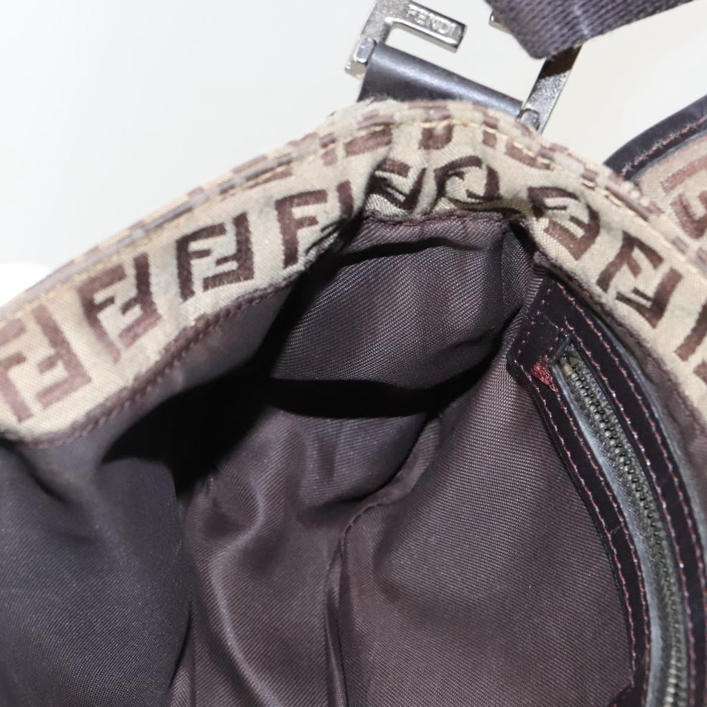 FENDI Zucchino Canvas Shoulder Bag Beige fm4005