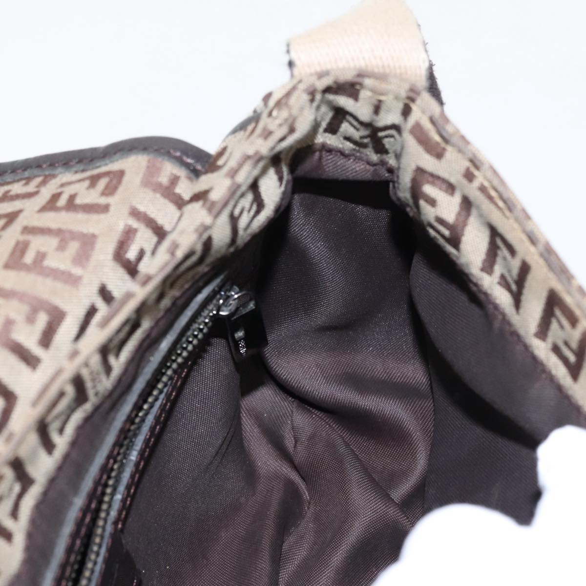 FENDI Zucchino Canvas Shoulder Bag Beige fm4005
