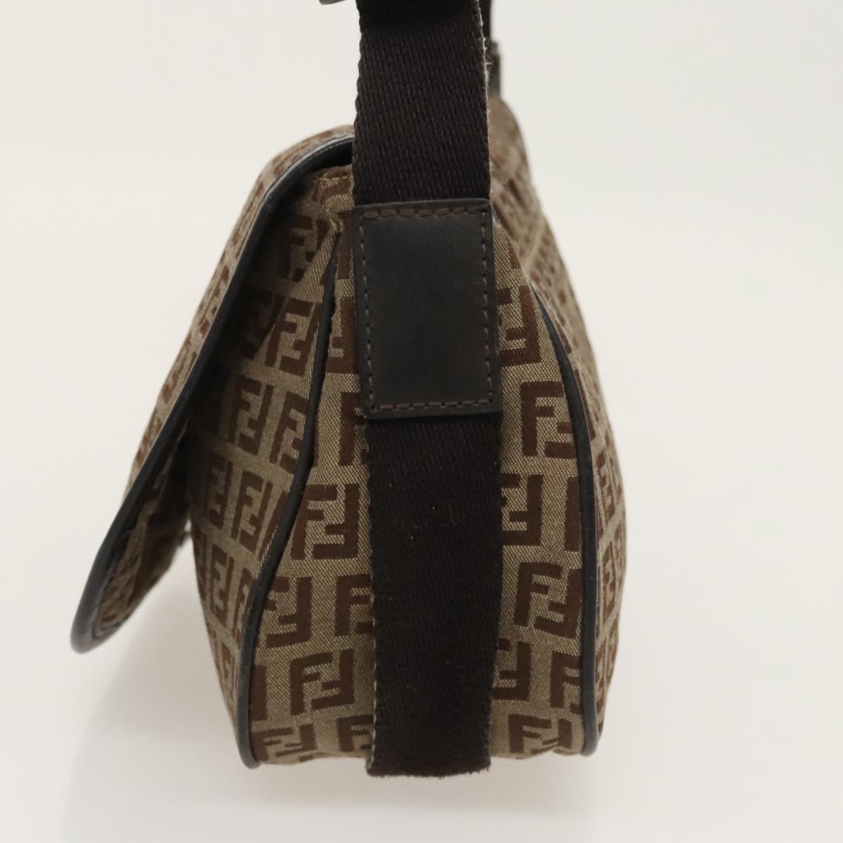 FENDI Zucchino Canvas Shoulder Bag Beige fm4005