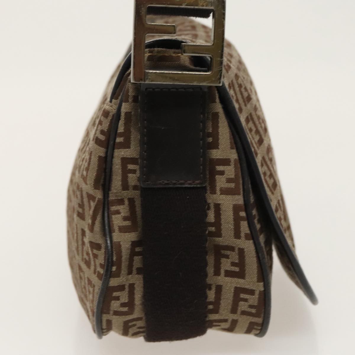 FENDI Zucchino Canvas Shoulder Bag Beige fm4005