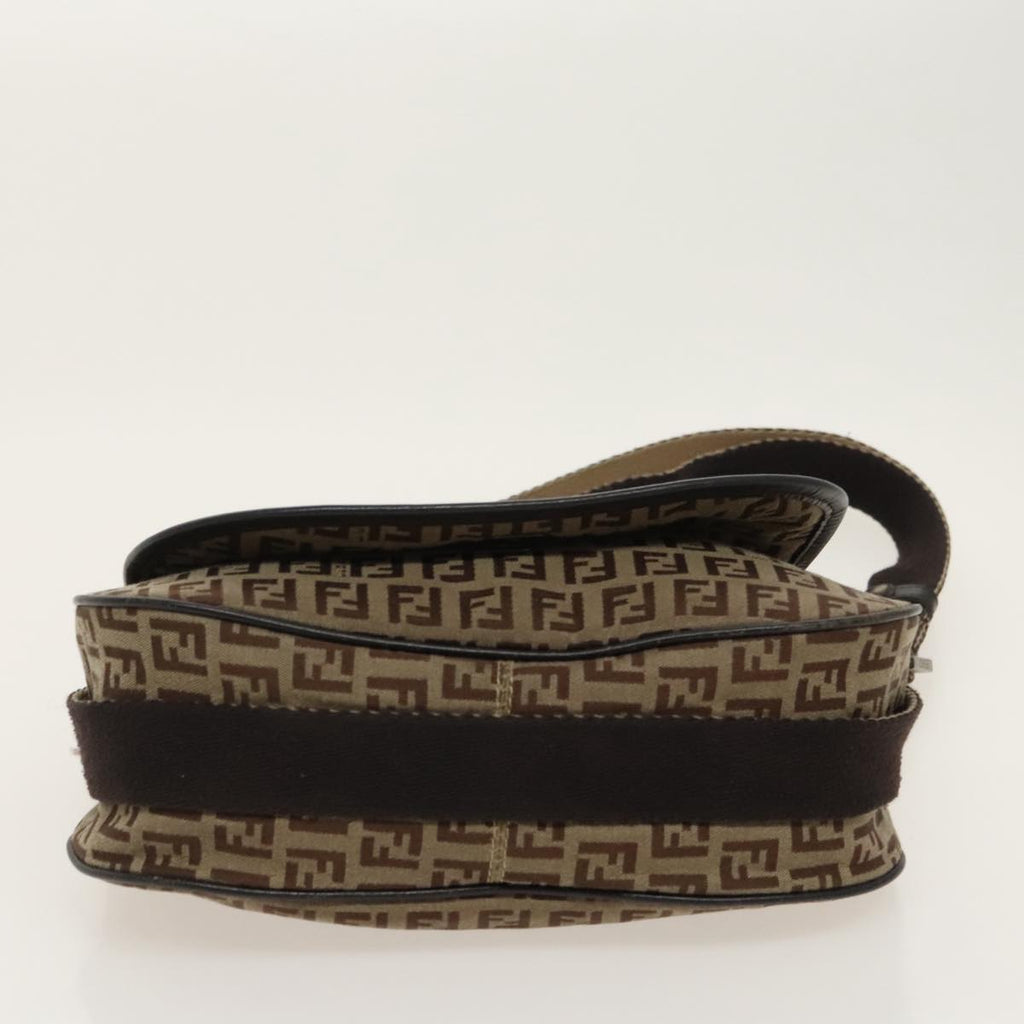 FENDI Zucchino Canvas Shoulder Bag Beige fm4005