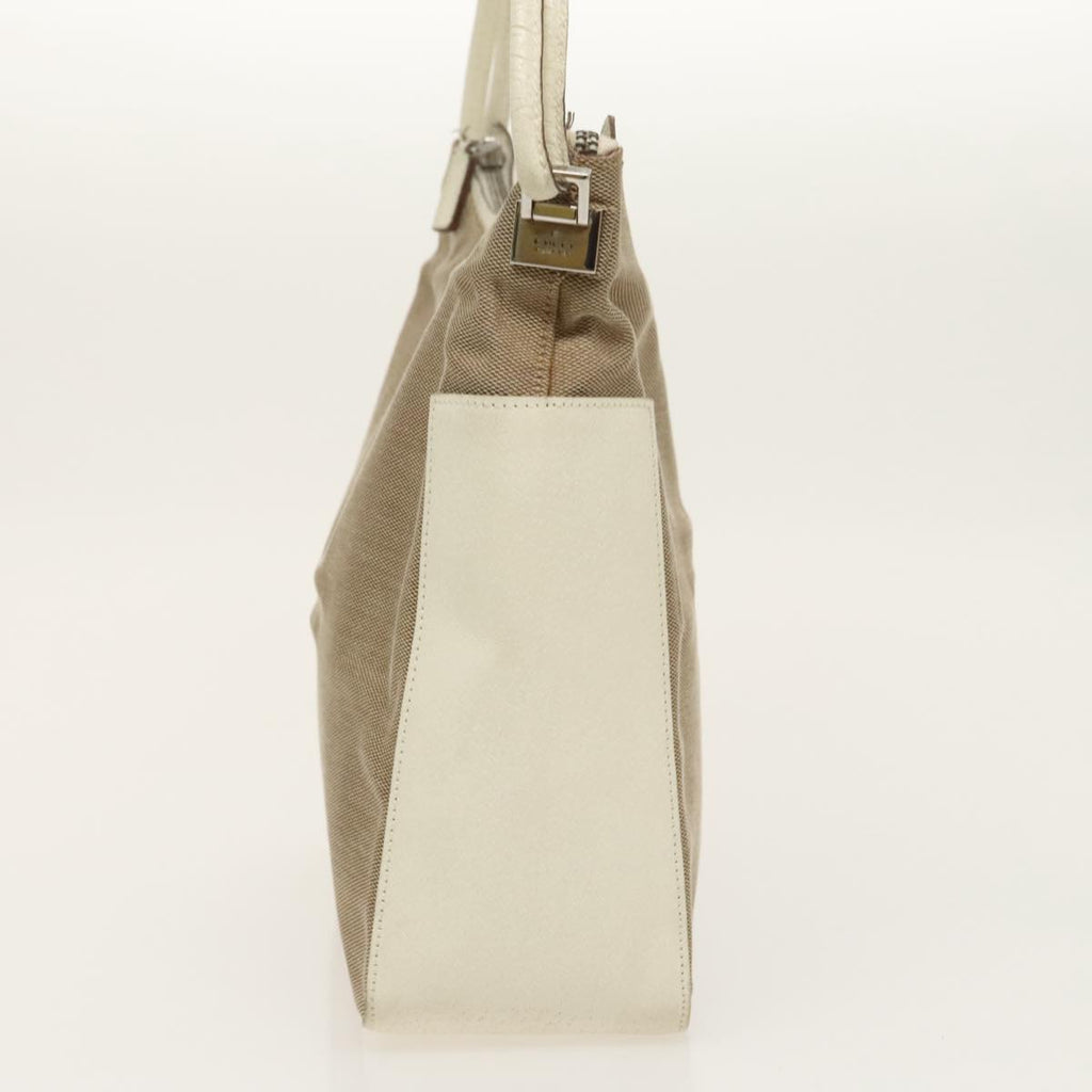 GUCCI Shoulder Bag Canvas Leather Beige Silver 001 3766 2123 fm4006