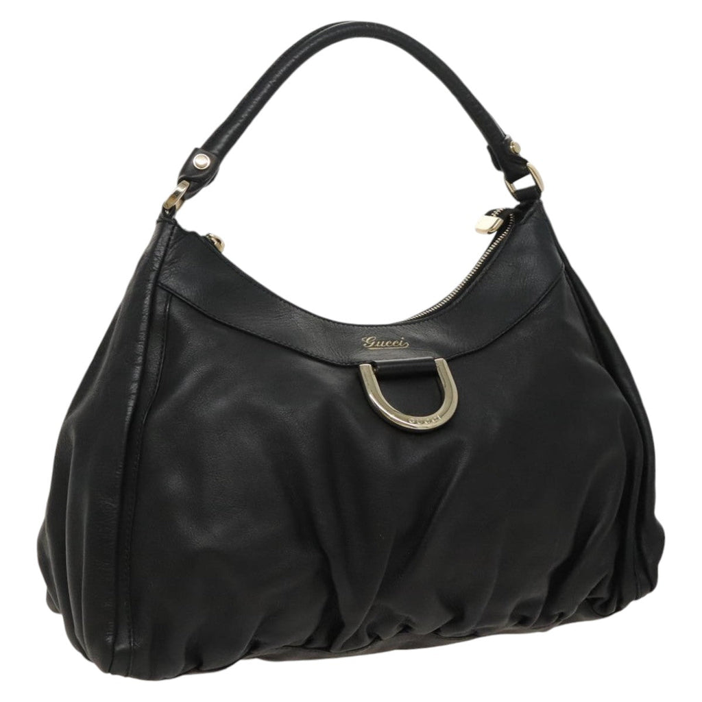 GUCCI Abbey Hand Bag Leather Black Gold 189833 fm4007