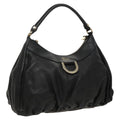 GUCCI Abbey Hand Bag Leather Black Gold 189833 fm4007
