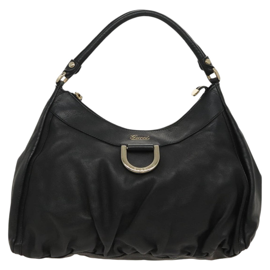 GUCCI Abbey Hand Bag Leather Black Gold 189833 fm4007