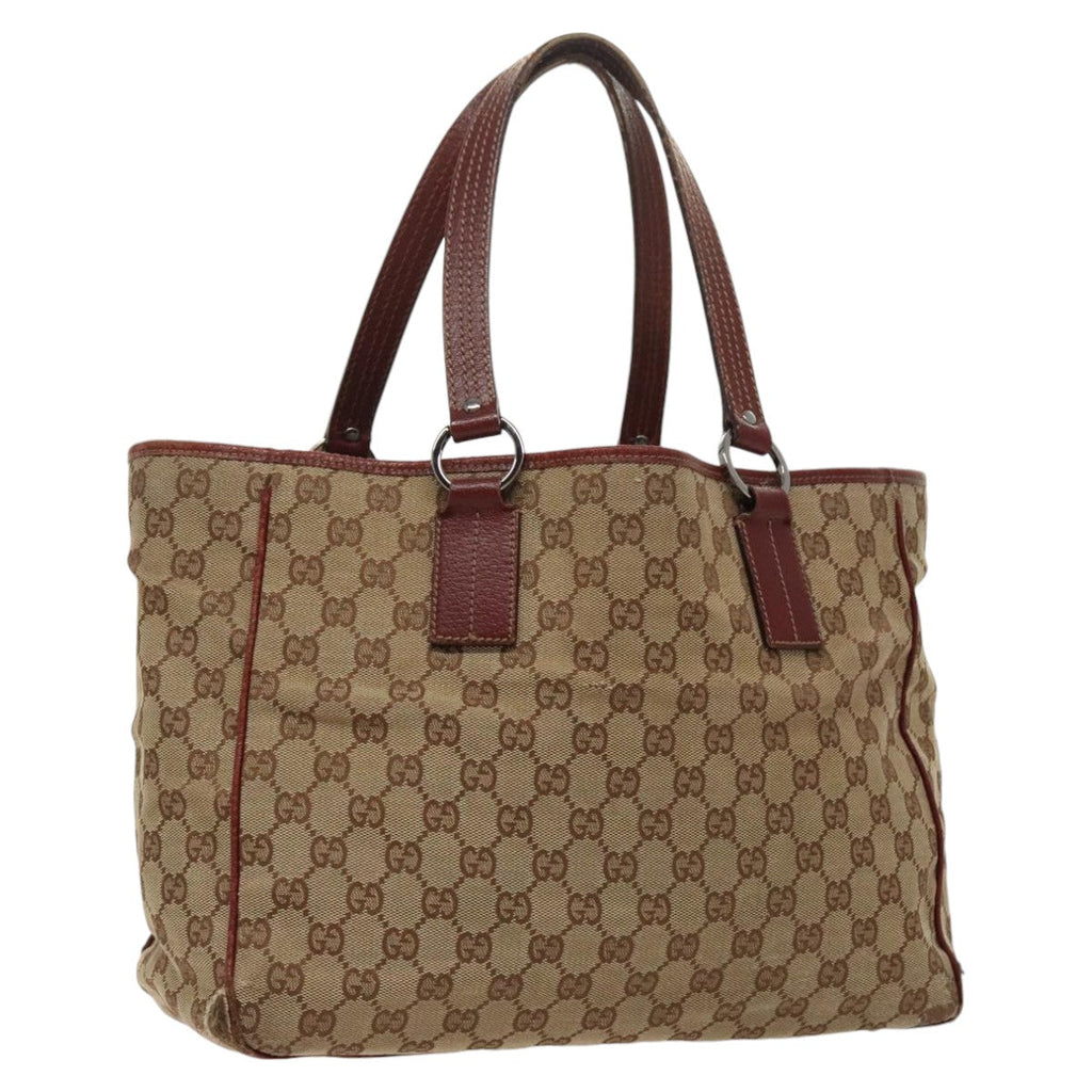 GUCCI GG Canvas Tote Bag Beige Silver fm4008