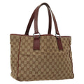 GUCCI GG Canvas Tote Bag Beige Silver fm4008