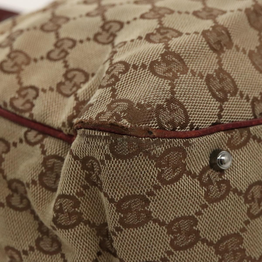 GUCCI GG Canvas Tote Bag Beige Silver fm4008