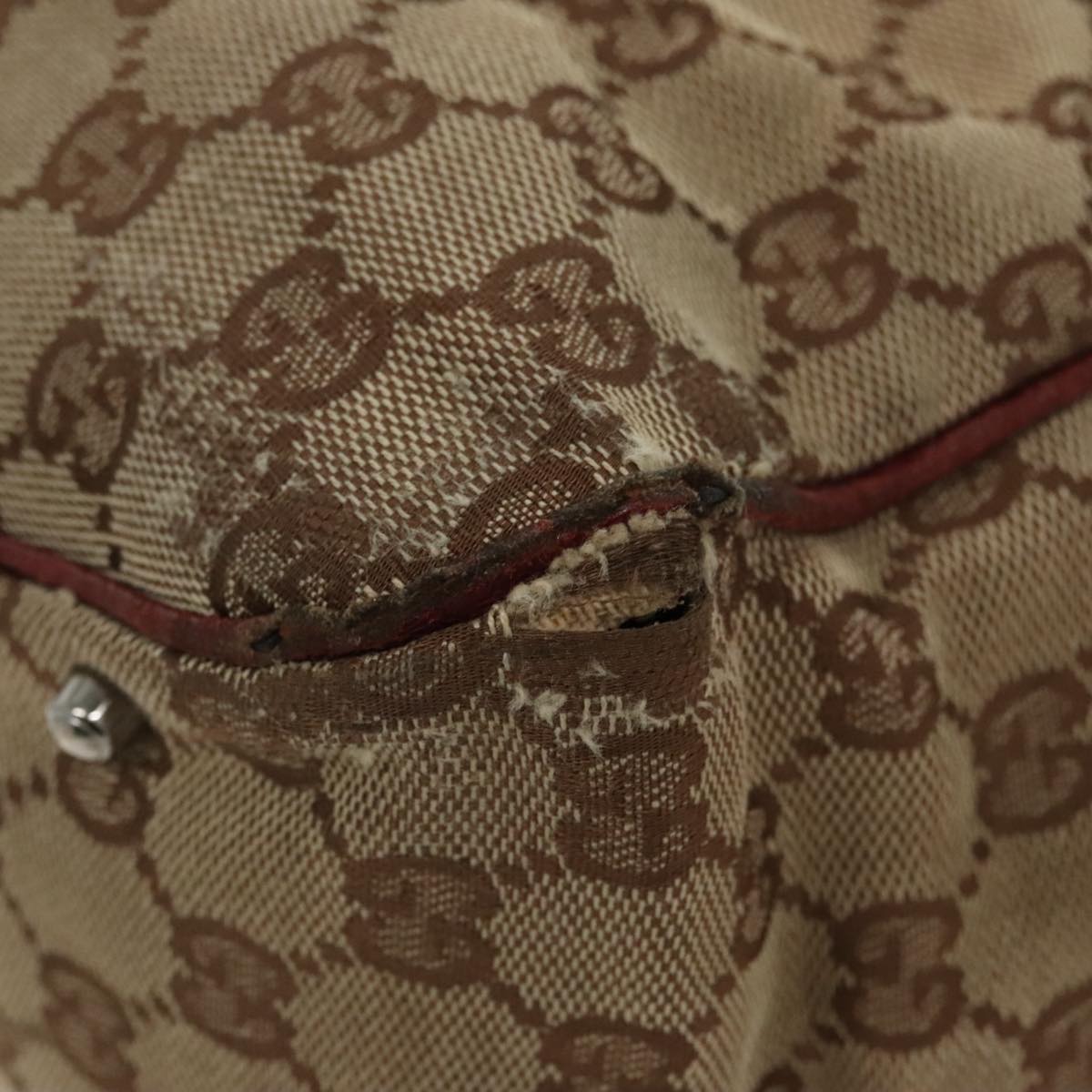 GUCCI GG Canvas Tote Bag Beige Silver fm4008
