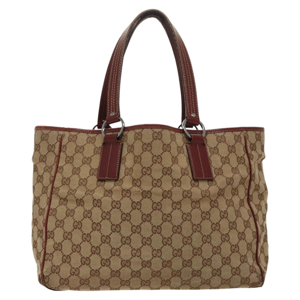 GUCCI GG Canvas Tote Bag Beige Silver fm4008