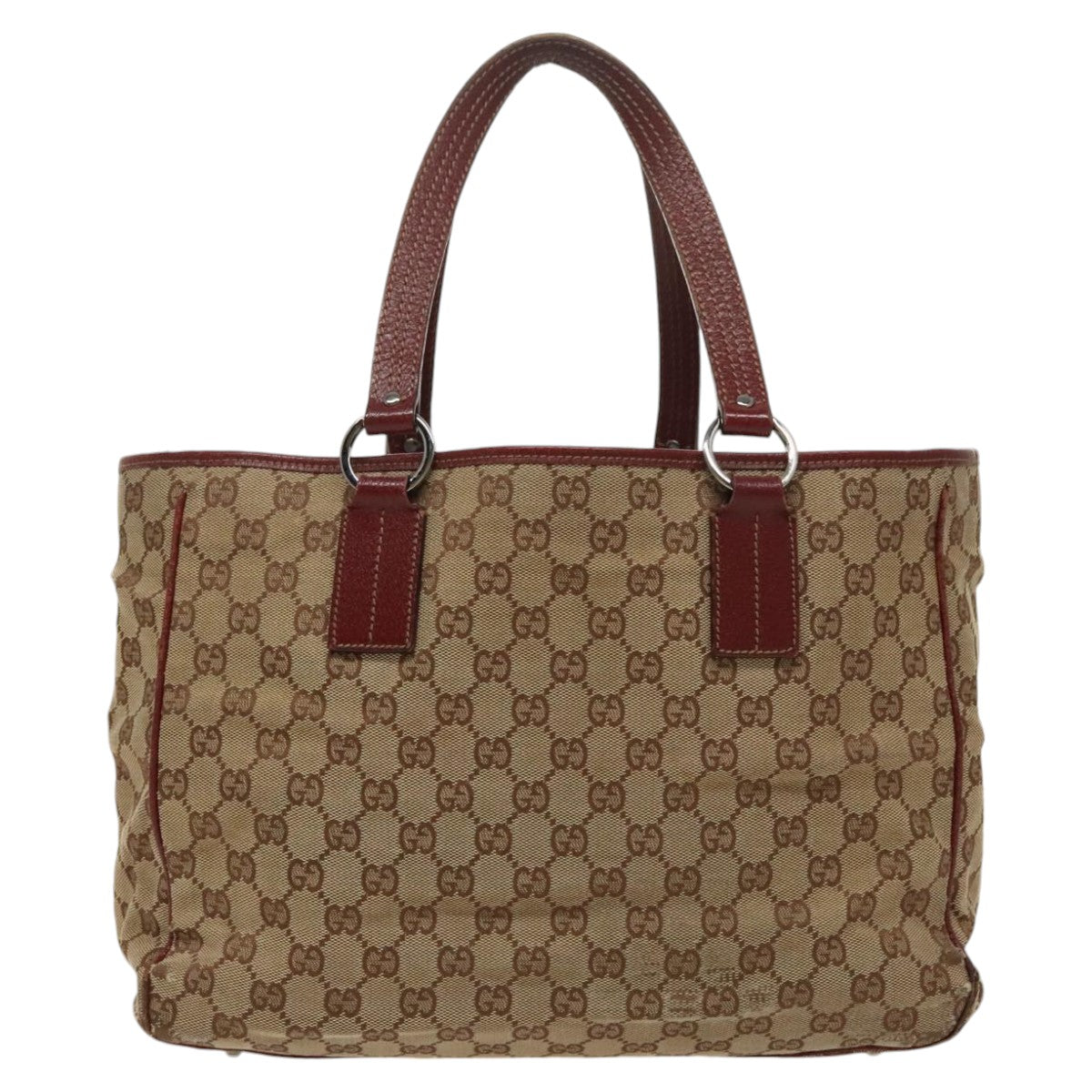 GUCCI GG Canvas Tote Bag Beige Silver fm4008