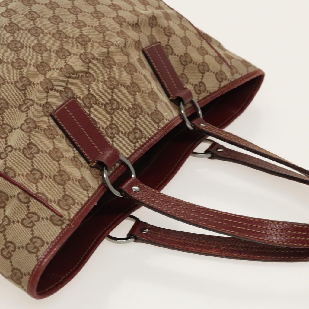 GUCCI GG Canvas Tote Bag Beige Silver fm4008